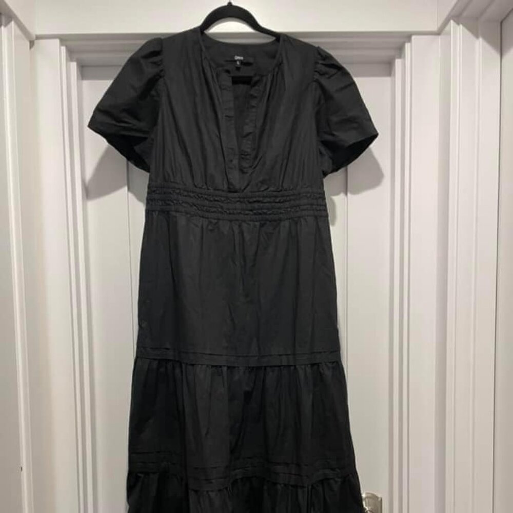 Black Quince Organic Cotton Poplin Tiered Maxi Dress